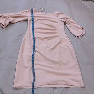 Eliza J Blush Pink Midi Dress with Pearl Accents